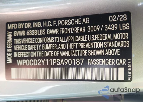 2023 Porsche Taycan Sport Turismo Gts from USA, damaged, VIN WP0CD2Y11PSA90187